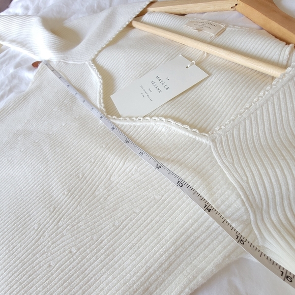 NWT Sezane Maha Blouse Wool Knit Lace Jumper, M Ecru 🕊️ - Picture 6 of 10